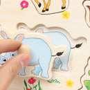 Zoo Animals Wooden Jigsaw Children Kids Baby Learning Educational Puzzle Toy