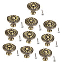 10 xClassic Flower Round Knob Cabinet Drawer Door Pull Handle Retro Closet Brass
