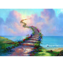 5D Diy Full Round Diamond Painting Flower Vine Ladder Sky Sea Embroidery Fu