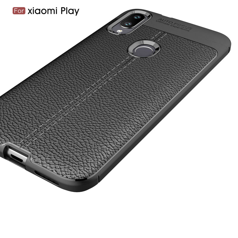Bakeey Anti-fingerprint Litchi Silicone Soft Protective Case for Xiaomi Mi Play