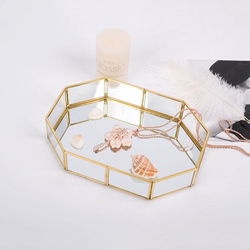 Nordic Style Glass Copper Geometry Storage Baskets Box Simplicity Style Hom W1Q7