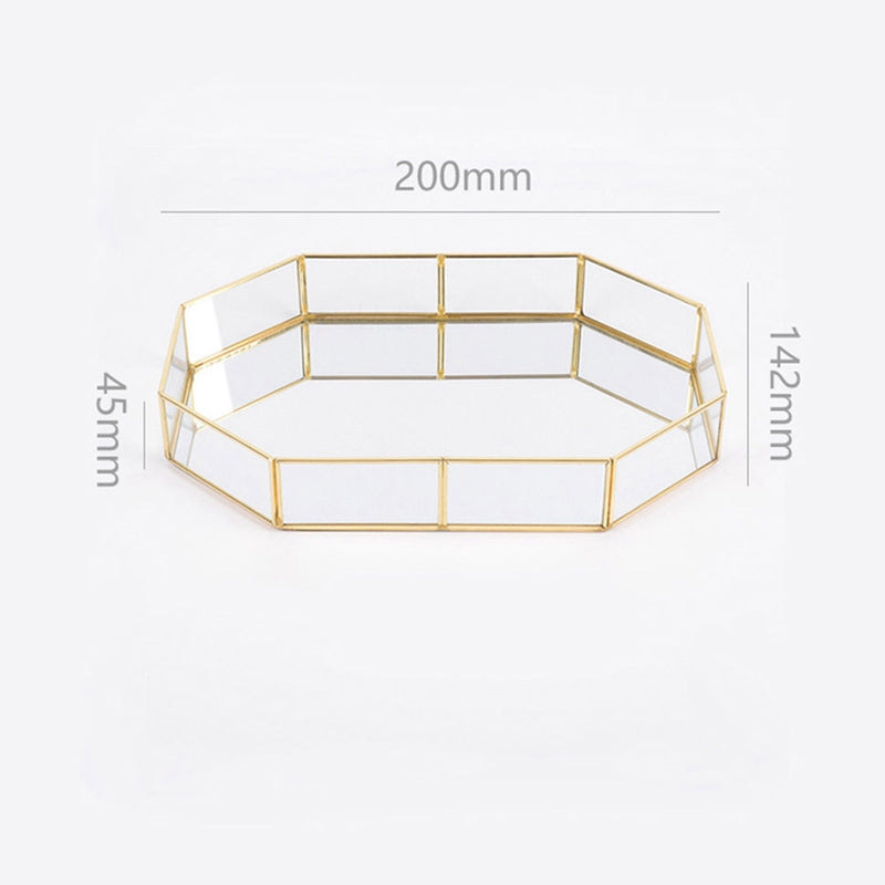 Nordic Style Glass Copper Geometry Storage Baskets Box Simplicity Style Hom W1Q7