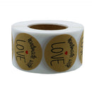 1 Inch Round Natural Kraft Handmade With Love Stickers With Black Font Tota