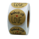 1 Inch Round Natural Kraft Handmade With Love Stickers With Black Font Tota