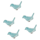 5x Cute Bird Ceramic Drawer Kitchen Cabinet Cupboard Pull Handle Door Knob Blue