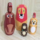 6PCS/Set Cute Wooden Animal Paint Nesting Dolls Decorations Russian Doll Matryoshka Hand Paint Toys