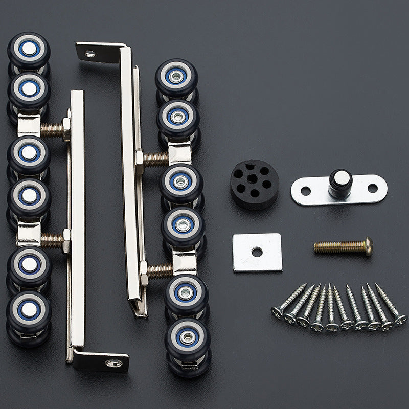 1 Pair/Set Cold Rolled Steel Sliding Wooden Door Closet Hardware Kit Door WhV8W5