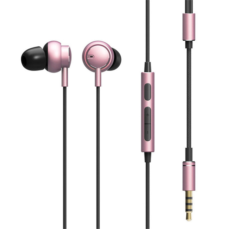 ROCK SPACE Earphone 3.5mm Wired Control Heavy Bass Stereo Headphone with Mic for iPhone Xiaomi