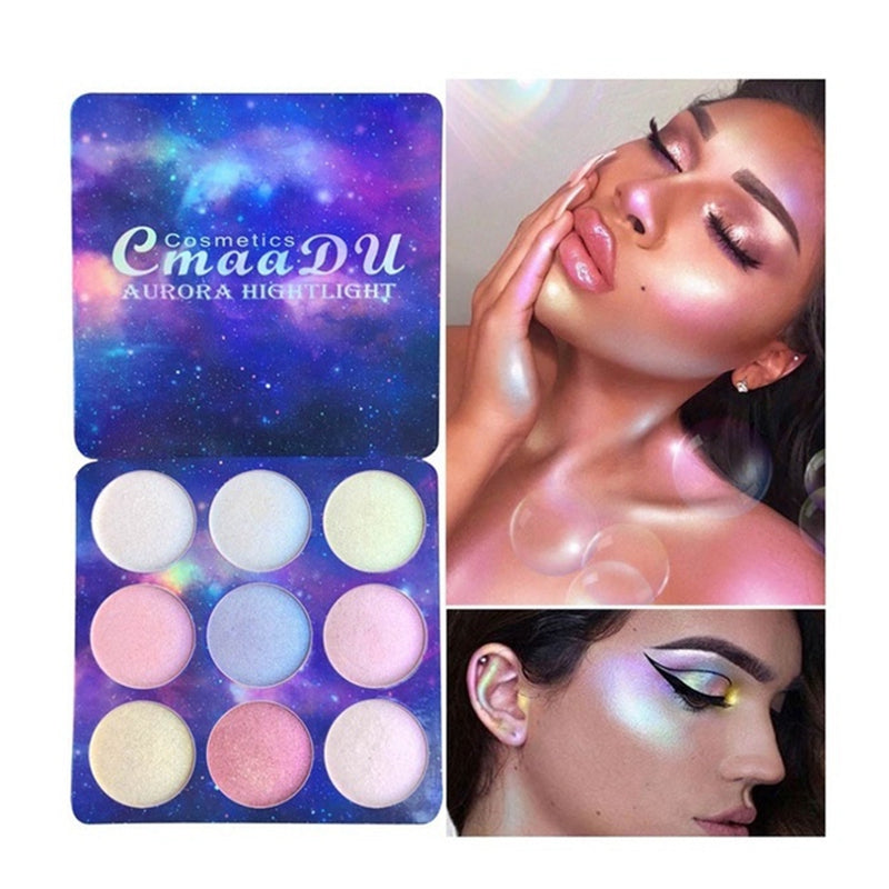 CmaaDU 9 Colors Glitter Highlight Eyeshadow Powder Palette Shimmer & Shine  G4K8