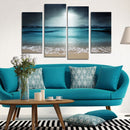 Miico Hand Painted Four Combination Decorative Paintings Blue Sea Wall Art For Home Decoration