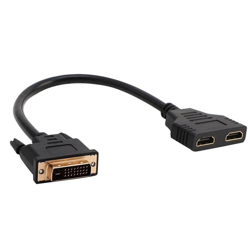 Dvi-D Male (24+1) To Two Hdmi Dual Female Y-Splitter Video Cable Adapter 30 D1N8