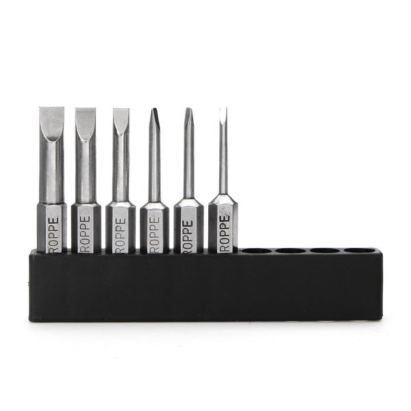 BROPPE 6Pcs 50mm Magnetic 2.0-6.0mm Flat Head Slotted Tip Screwdrivers Bits