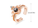 Trendy 100 Languages I Love You Projection Ring Detachable Open Finger Ring Couple Jewelry