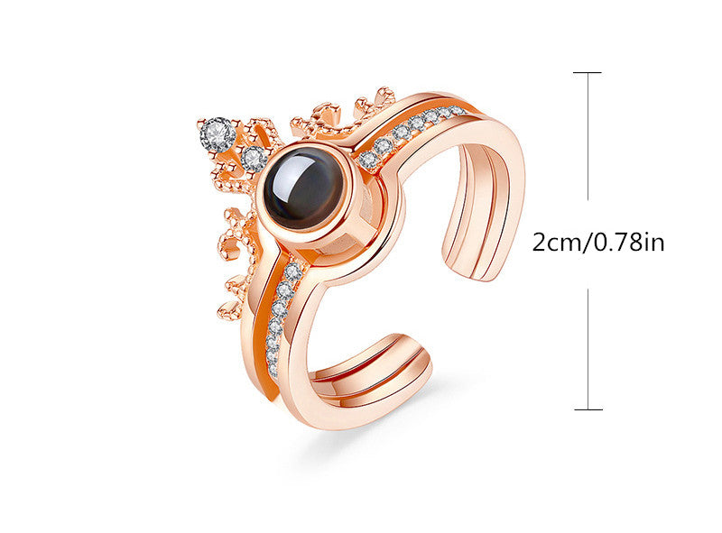 Trendy 100 Languages I Love You Projection Ring Detachable Open Finger Ring Couple Jewelry