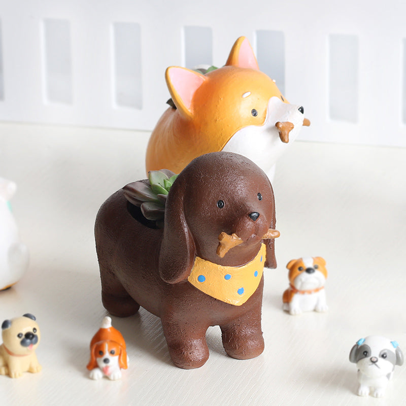 Honana HG-GP4 Creative Akita Dog Husky Dachshund Flower Pot Cartoon Plant Decoration Pot