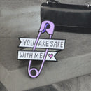 You Are Safe With Me Paper Clip Brooch For Women Men Enamel Pin Hat Backpac
