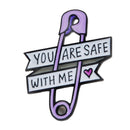 You Are Safe With Me Paper Clip Brooch For Women Men Enamel Pin Hat Backpac
