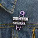 You Are Safe With Me Paper Clip Brooch For Women Men Enamel Pin Hat Backpac