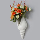 Modern White Ceramic Sea Shell Conch Flower Vase Wall Hanging Home Decor Li