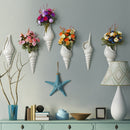 Modern White Ceramic Sea Shell Conch Flower Vase Wall Hanging Home Decor Li