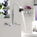 Wall Mount Brass Mixer Tap Faucet Kitchen Sink Basin Flexible Spout Dual handle Faucet