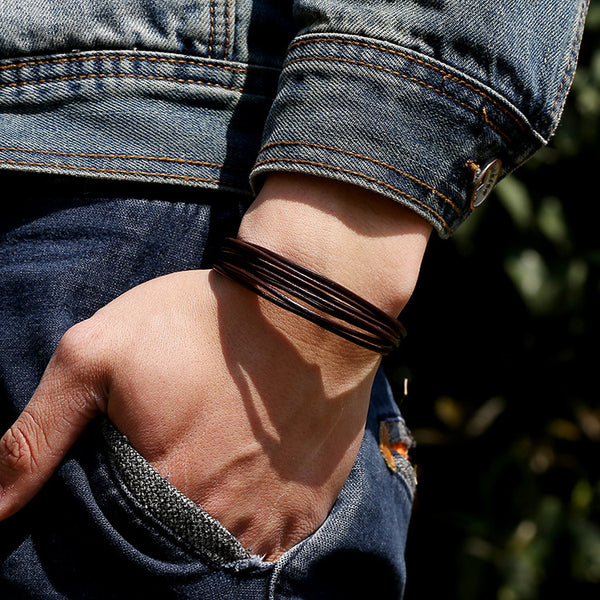 Vintage Leather Woven Leather Men's And Women's Bracelet