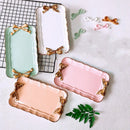 European Style Bow Cake Storage Trays Makeup Organizer Dessert Plate Square N7R9