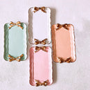 European Style Bow Cake Storage Trays Makeup Organizer Dessert Plate Square N7R9