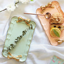 European Style Bow Cake Storage Trays Makeup Organizer Dessert Plate Square N7R9