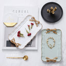 European Style Bow Cake Storage Trays Makeup Organizer Dessert Plate Square N7R9