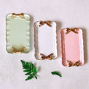 European Style Bow Cake Storage Trays Makeup Organizer Dessert Plate Square N7R9