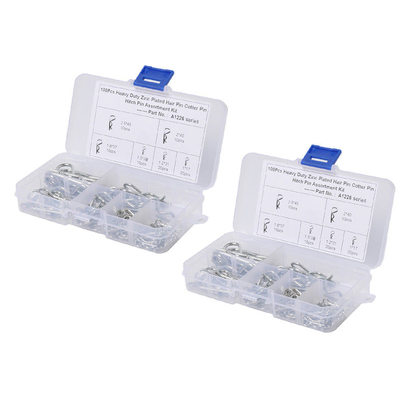 200Pcs Steel R Clips Hitch Cotter Hair Pin Kit for Tractor Car Trailer Lock