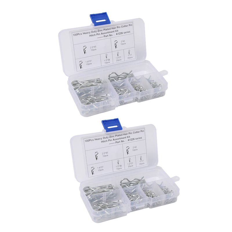 200Pcs Steel R Clips Hitch Cotter Hair Pin Kit for Tractor Car Trailer Lock