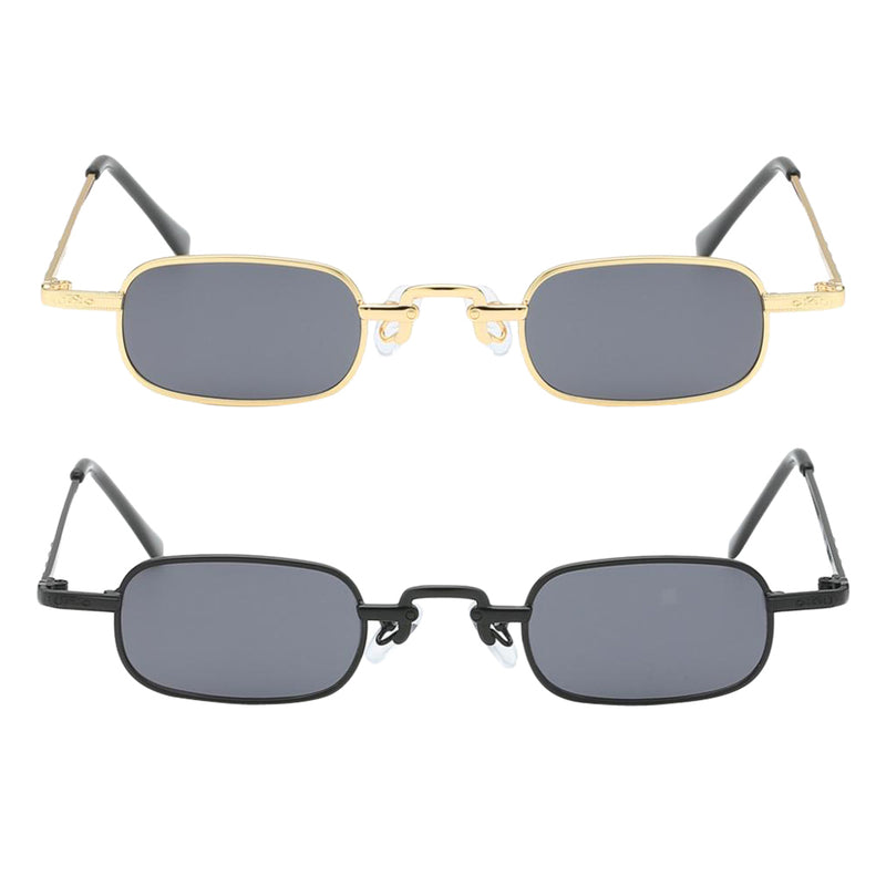 2 Pieces Small Square Punk Sunglasses Metal Rectangle Sunglasses