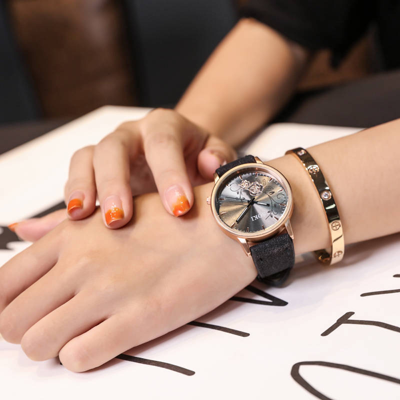 Deffrun Casual Style Women Wrist Watch Leather Watch Band Quartz Watch