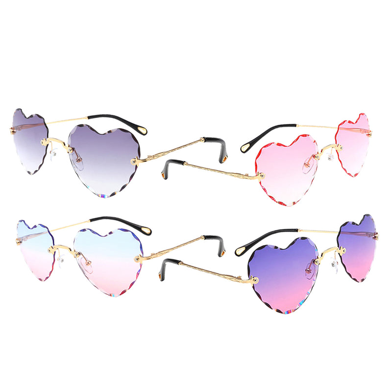 4x Ladies Heart Frame Sunglasses Tinted Lens Eyewear UV Protection Shades