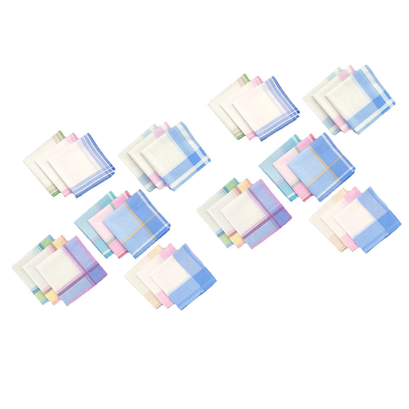 24Pcs Classic Pure Cotton Handkerchiefs Unisex Square Wedding Party