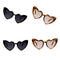 4 Pieces Fashion Heart Frame Sunglasses Retro Style Luxury Design Party Glasses