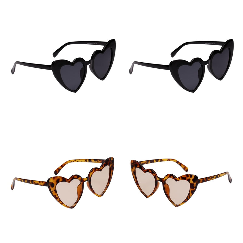 4 Pieces Fashion Heart Frame Sunglasses Retro Style Luxury Design Party Glasses