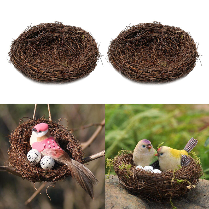 2pcs Handcrafted Rattan Bird Nest Birdhouse