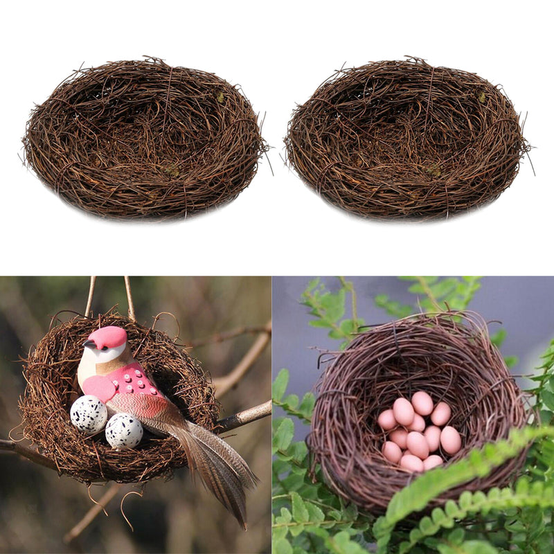 2pcs Handcrafted Rattan Bird Nest Birdhouse