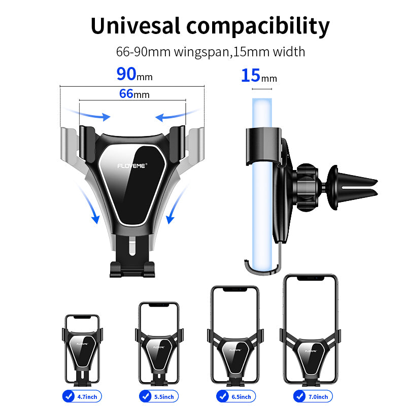 Floveme Gravity Linkage Air Vent Car Phone Holder 360 Degree Rotation For 4.7-7.0 Inch Smart Phone for iPhone for Samsung Xiaomi Mi9 Redmi Note 8