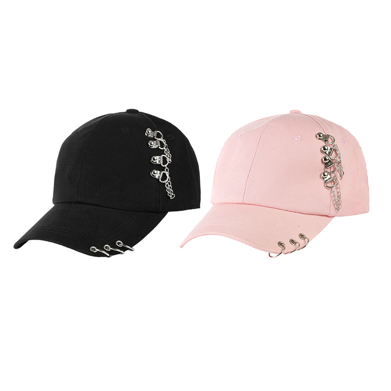 2 Pcs Hip Hop Baseball Cap Outdoor Metal Ring Snapback Casual Trucker Hats