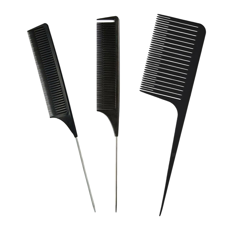3x Weaving Highlighting Foiling Hair Comb, Rat Tail Comb, Pintail Comb Dyeing,
