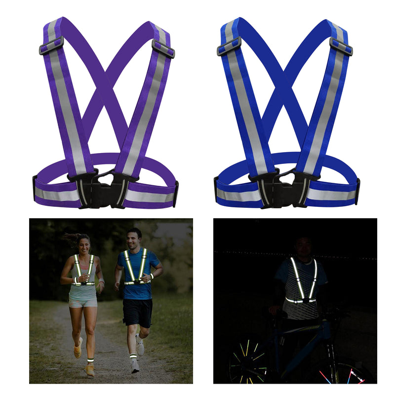 2x Adjustable Reflective Safety Vest Cycling Gear Reflective Belt Elastic