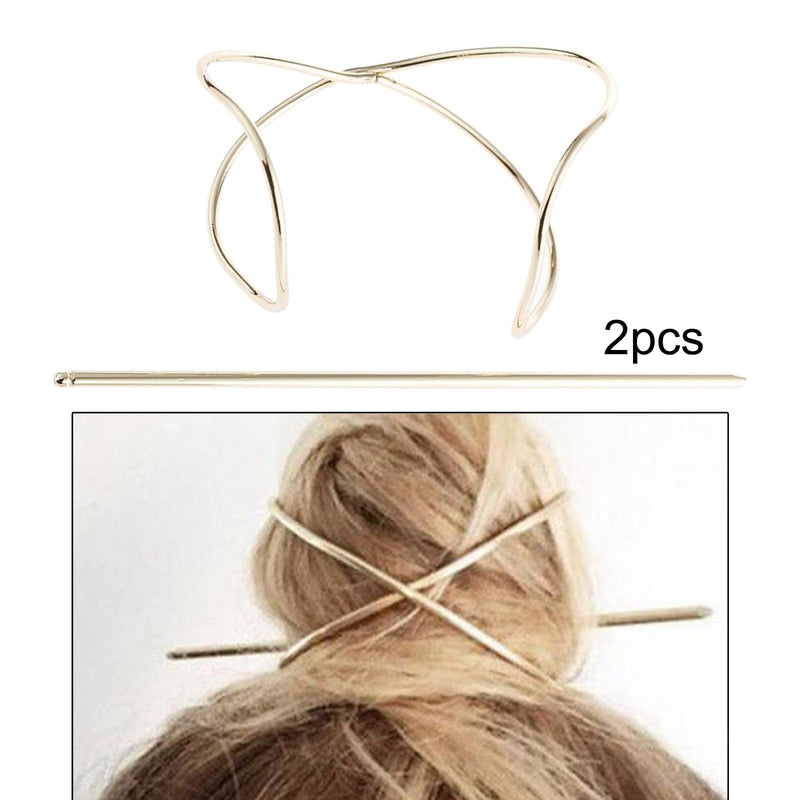 2x Women Hairpin Stick Pin Hair Slide Clip Bun Holder Hair Accessories