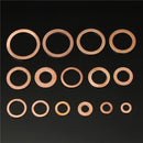150Pcs Solid Copper Washers Sump Plug Assorted Washer Set Plastic Box 15 Sizes