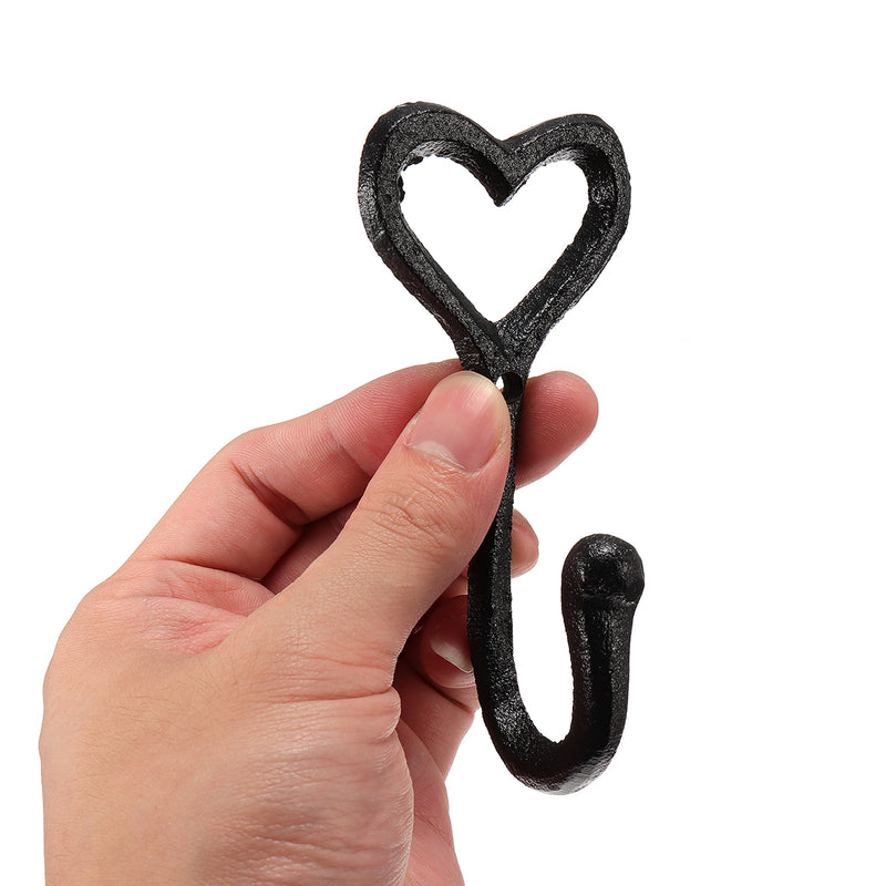 Black Loveheart Cast Iron Key Coat Hook Wall Mounted Heart Hanger Home Decor