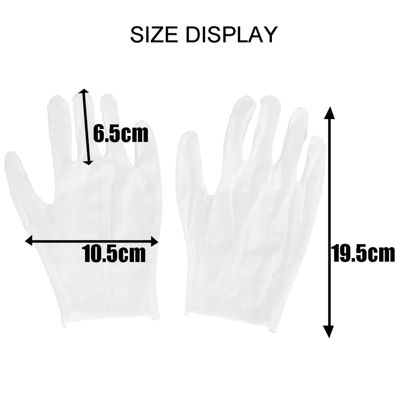 12 Pairs Work Gloves White Inspection Cotton Non-Slip Coin Jewelry Lightweight Gloves