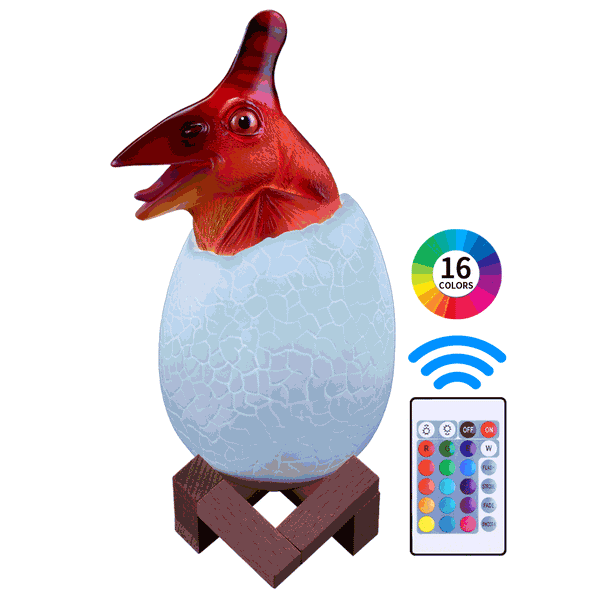 Loskii KL-02 Decorative 3D Pterosaur Egg Smart Night Light 16 Colors Remote Control Touch Switch LED Nightlight For Christmas Gift